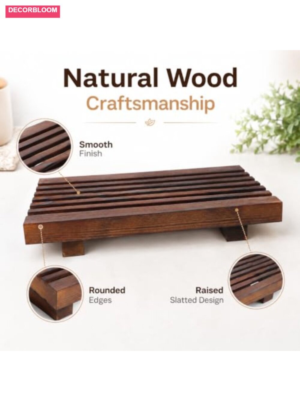 Wood Bathroom Sink Tray Farmhouse Decor Riser Soap Dispenser Holder Counter - Picture 3 of 6